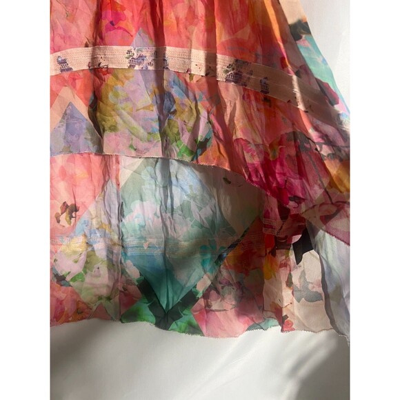 Nicole Miller Artelier BLUSH/MULTI WATERCOLOR Floral Hi-Low Top Sz PS - Picture 7 of 10